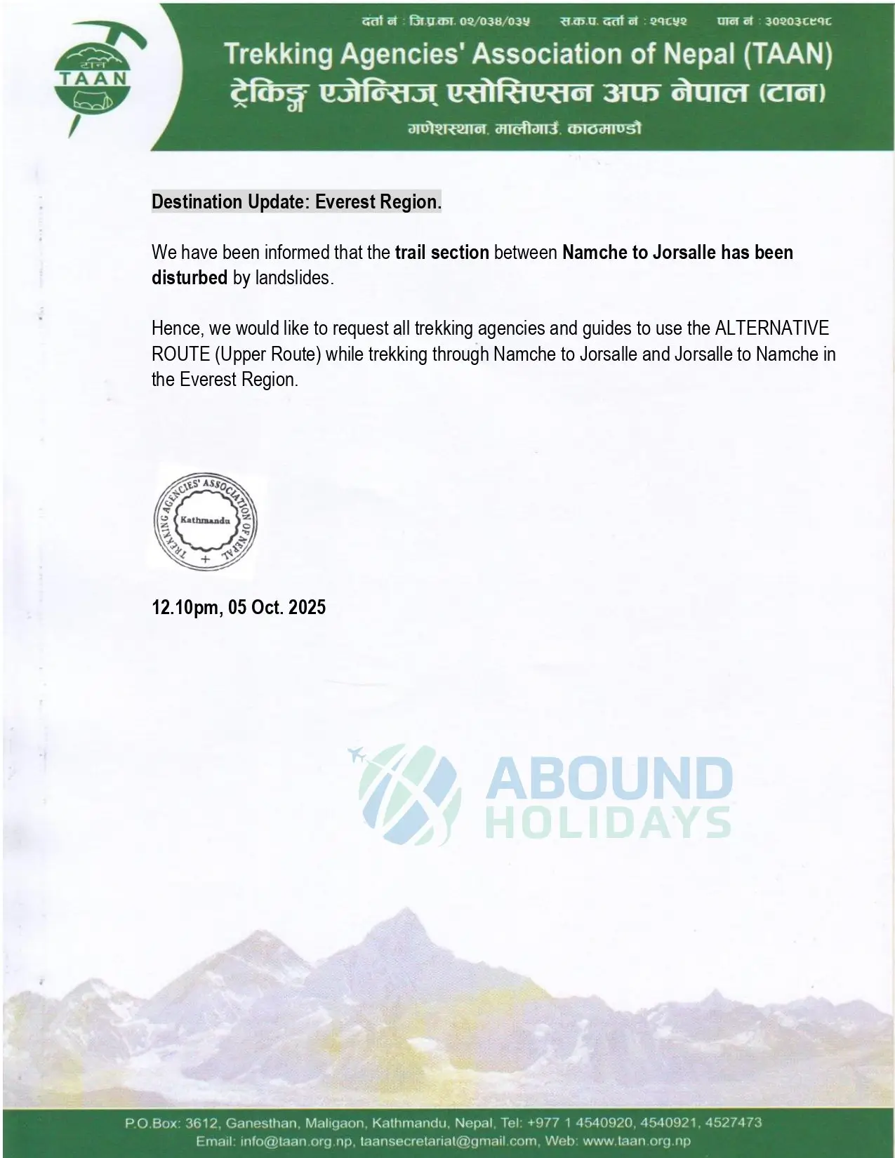 jorsalle namche trail update after lanslide