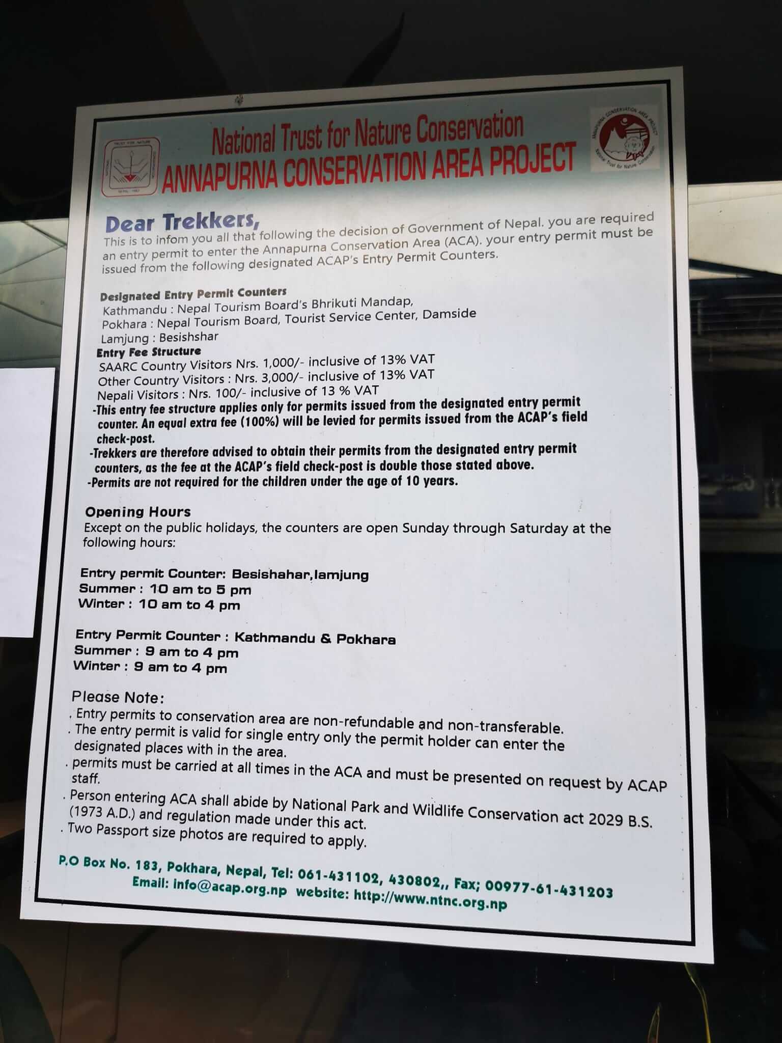 permits required for annapurna circuit trek