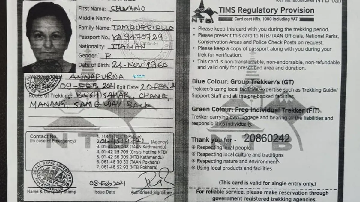 Trekker’s Information Management System card