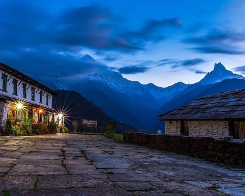 Evening Ghandruk View With Background Annapurna Ranges