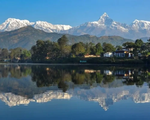 Pokhara Machhapuchhare Reflection On Lake Water